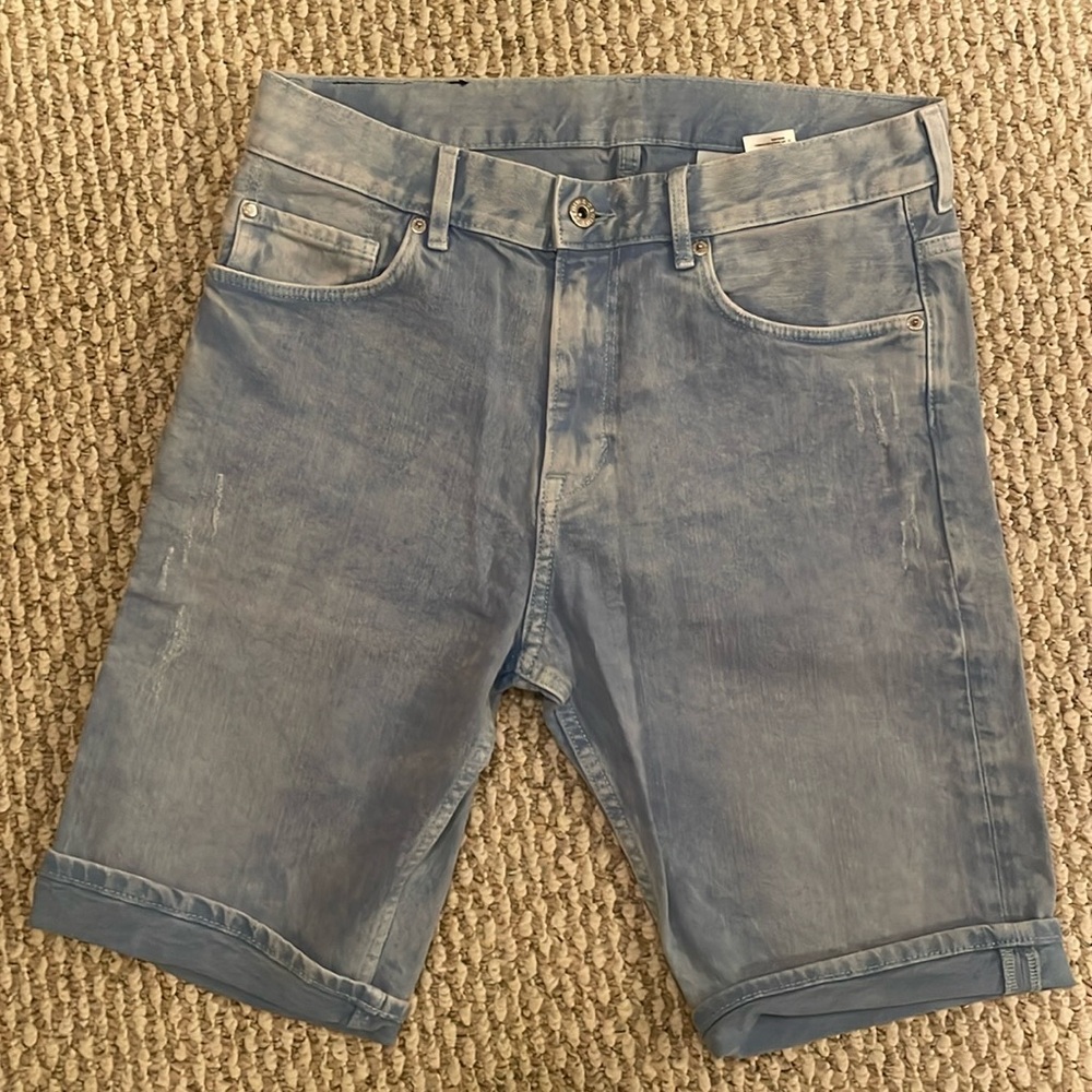 &Denim by H&M Distressed Acid Washed Mid-Rise Shorts Boy's Youth Size 13-14Y